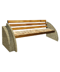 СКАМЬЯ СК-6 деревянная с бетонными опорами (Коллекция "Мытый бетон") L=2300, тумба 750x700x200 ''ВЫБОР''